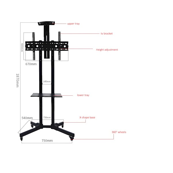 TV Mount With Roller Allscreen C1500, 32"-65", Black