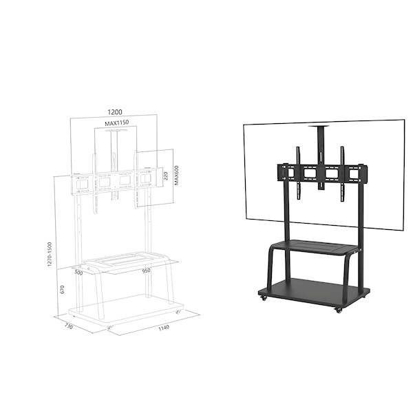 TV Mount With Roller Allscreen C2100, 60"-120", Black