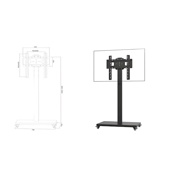 TV Mount With Roller Allscreen C1600, 26”-55”, Black