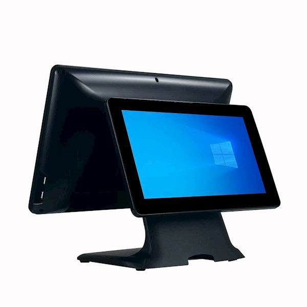 Allscreen POS System PC PI3O8GS256GD 15.6 inch and 11 Inch Dual Screen Touchscreen intel I3 12th 8GB 256GB Black