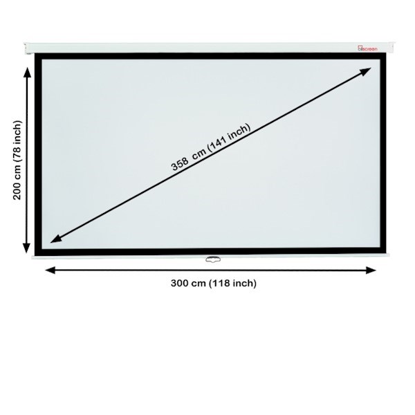 ALLSCREEN MANUAL PROJECTION SCREEN 300X200CM HD FABRIC CWP-11879 Diagonal 141 inch / 358 CM